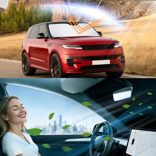 Image of Windshield Sun Shade for 2013-2021 Range Rover | Foldable, Full covered for windshield, Block UV Rays, Heat Reduction, Easy to install, Keeps Car Cooler