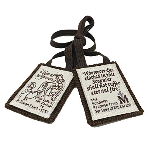Brown Scapular Catholic Premium Handmade in USA with 100% Wool - Our Lady of Mt Carmel Escapulario (Premium Sewn Edges)