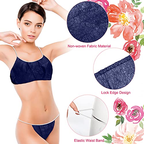 Image of Yahenda 50 Pieces & 100 Pieces Disposable Bras and Panties for Spa Women Disposable Bikini Thong Underwear