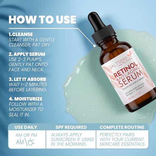 Image of Retinol Anti-Aging Serum - Encapsulated Retinol with Peptides & Vitamin E | Reduces Fine Lines, Wrinkles & Improves Skin Texture | Night Repair Serum | 30 mL / 1 oz