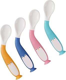 Totority 4 Peças Colher De Suplemento Alimentar Colher De Bebê Colher De Criança Colheres Infantis Talheres Garfos Para Bebê Crianças Colher Colheres De Autotreinamento De Bebê Garfo