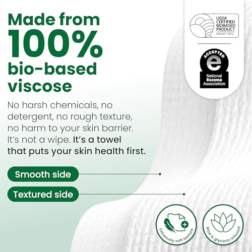 Image of CLEAN SKIN CLUB Sensitive Skin Clean Towels XL, Ultra-Soft Disposable Face Dry Wipes Infused with Aloe & Glycerin, XL - 2 Pack (100 count)