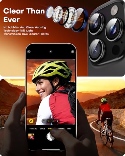 Image of TOCOL for iPhone 14 Pro Max Camera Lens Protector /iPhone 14 Pro Camera Lens Protector Tempered Glass HD Individual Scratch Resistant Cover Accessories Case Friendly 2 Pack(Dark Blue)
