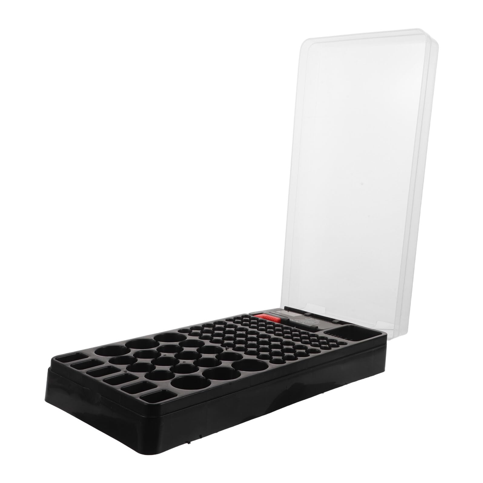 Batterieaufbewahrungsbox mit Tester Transparenter Batteriehalter aus Kunststoff Kompakter Organizer für Aa Aaa Batterien Sicherer Aufbewahrungsbehälter für Haushalt und Büro