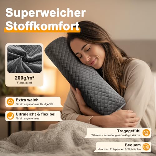 Focbeo XXXL Heizkissen mit Abschaltautomatik (80 x 60 cm), Wärmekissen elektrisch mit 6 Temperaturstufen & 4 Zeiteinstellungen für Rücken, Schultern, Bauch, Beine, Schnellaufheizung, Maschinenwaschbar