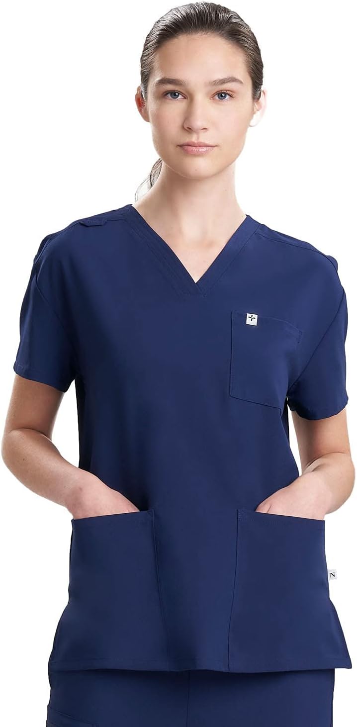 Care+Wear 3-Pocket Classic Fit V-Neck Scrub Tops for Women – Moisture Wicking, Ultra-Soft, Wrinkle-Resistant Medical Scrub
