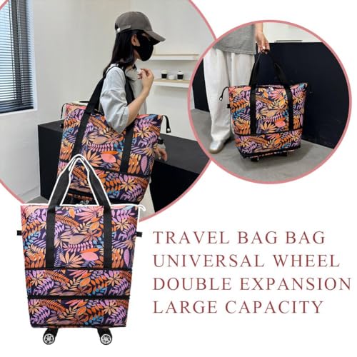 Rolling Duffel Bag with Wheels,Rolling Duffle Bag with Wheels,Expandable Foldable Duffle Bag with Wheels and Handle for Travel,Rolling Luggage Bag Carry on Duffel Bag (Red), 1pcs2