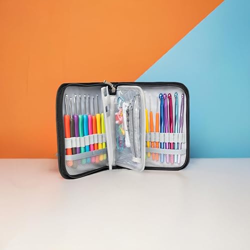 Miniatura 7 de SHAXANO Juego de ganchos de ganchillo para principiantes, juego de ganchillo de 95 piezas, 9 tamaños con agarre ergonómico suave, 5 tamaños de