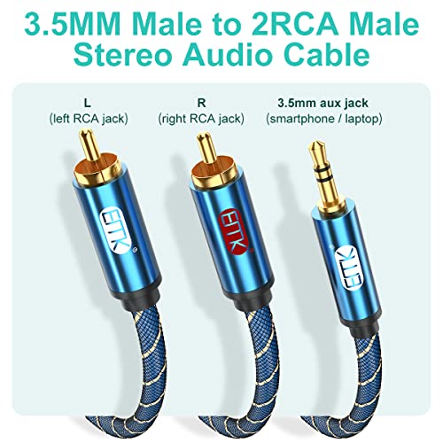 EMK 2 RCA Cable Jack 3.5mm to RCA Cable Nylon Braided AUX 3.5mm Splitter Stereo Audio Cord for Smartphone Soundbar, Amplifier - Image 3