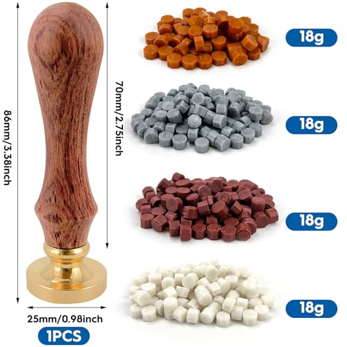 72g Siegelwachs Perlen mit 1 Siegelstempel, Achteckig Wachssiegel Set, Siegel Wachs Set, Wachssiegel Stempel Set, Stempel Wachs, Sealing Wax, für Einladungen, Karten, Umschläge, Geschenkverpackungen