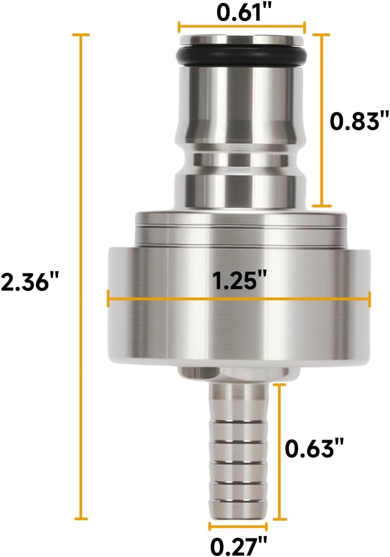 Stainless Steel Force Carbonation Cap, Universal Ball Lock,Suit Keg Post 5/16" Beer Line Nipple Barb & CO2 Coupling for Soda & Drink, PET Bottles Counter Pressure Bottle Filling Cap(2pcs)