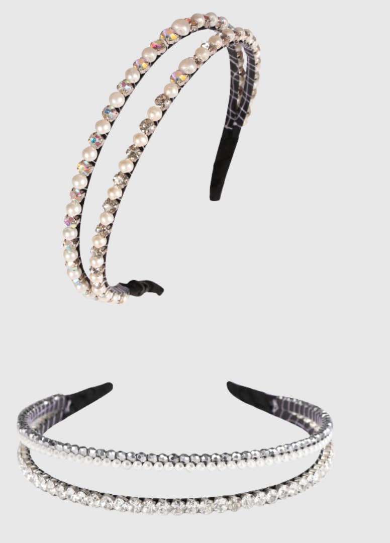 Jolene Double Layer Fancy Hairband Set of 2 - Adjustable, Stylish, Everyday Wear, Perfect for Festivals, Parties, and Special Occasions, HB006&7 (B0C9JWS649) Amazon Price History, Amazon Price Tracker