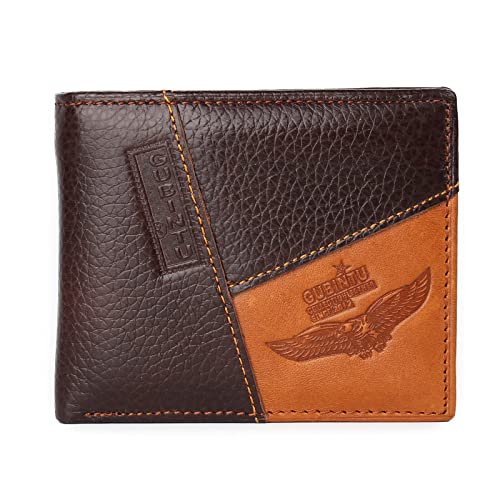 HARONAR Genuine Leather Eagle Wallet for Men - Bifold Wallet with Extra Capacity Attached Flip Pocket