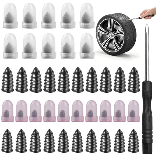 20 Tyre Repair Screws, Car Tyre Puncture Repair Kit with Screwdriver, Self-Service Car Tyre Repair Kit, Universal Tyre Repair Kit for Cars, Motorcycles, and Bicycles(10 S & 10 L)