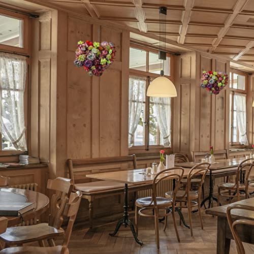 Nuxn Indoor Hanging Planter Holder Heart Shape Succulent Flower Pot Decor Basket Rustic Iron Wire Wreath Frame Succulent Pot Hanging Wall Air Plant Holder Garden Metal #TOP2