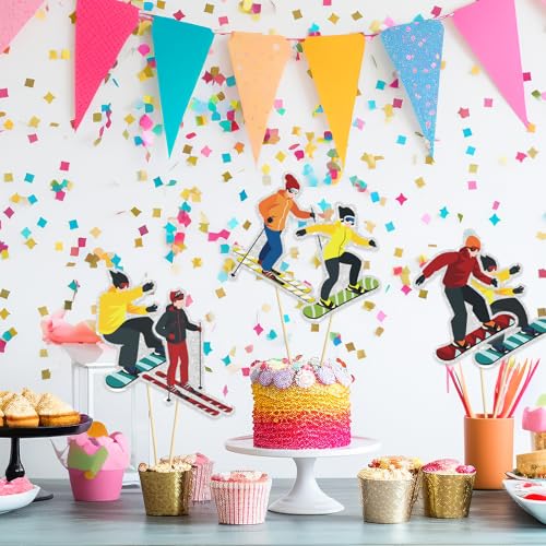 Image of Set of 15,Skier Theme Centerpiece Sticks,Ski Lovers, Ski Sport Birthday Party Table Toppers,Winter Sports Theme Party Decoration Supplies