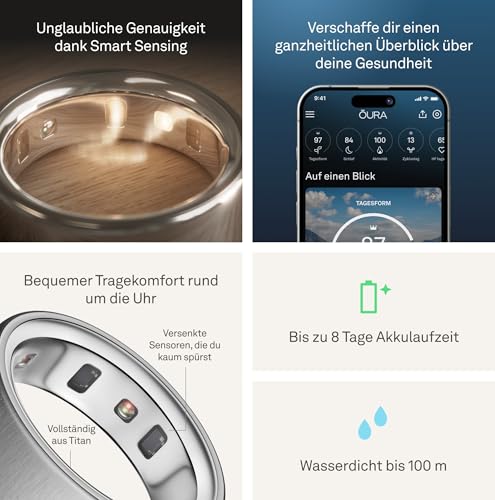 Oura Ring 4 - Gebürstetes Silber - Size 11 - Smart Ring | Measure First with Oura Ring 4 Sizing Kit | Sleep Tracking Wearable - Heart Rate - Fitness Tracker - Up to 8 Days Battery Life
