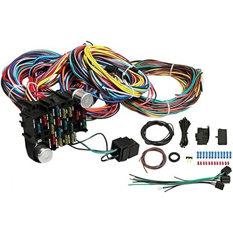 Universal Extra Long Wires 21 Circuit Wiring Harness Hotrod Kit Compatible with GM Chevy Universal Automotive Wiring Cover