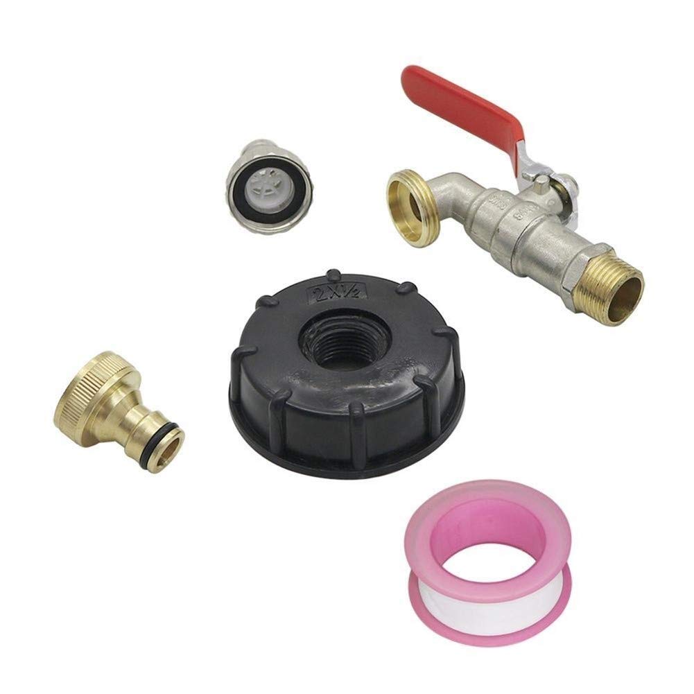 Złącza wody ogrodowej Adapter kranu spustowego 60 mm gwint żeński do 1/2 "gwint męski IBC zestaw adaptera zaworu zbiornika żelazny mosiężny kran (kolor: 1) (1)