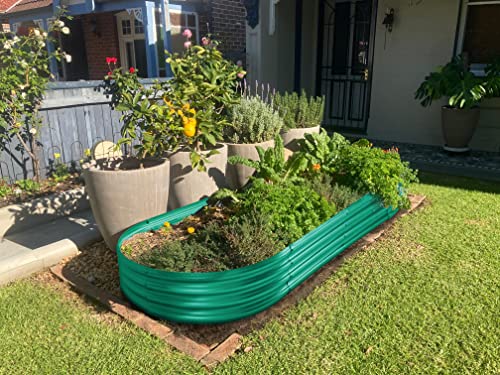 Image of Land Guard Galvanized Raised Garden Bed Kit, Galvanized Planter Raised Garden Boxes Outdoor, Oval Large Metal Raised Garden Beds for Vegetables 4 x 2 x 1ft(1pcs) (Green)