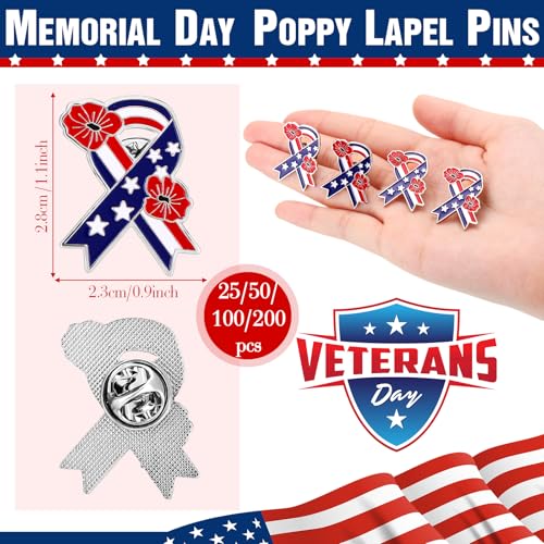 Image of Tondiamo Patriotic Poppy Flower Brooch Pins