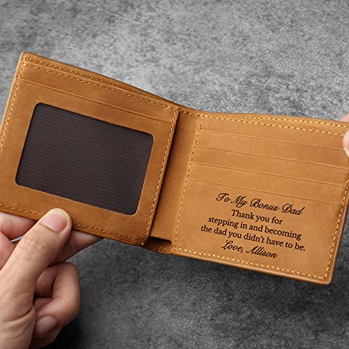 RUGGEDGIFTS Step Dad Wallet Genuine Leather, Bonus Dad Gifts, To My Bonus Dad, Gifts For Stepdad, Stepdad Gifts From Daughter, Adoped Dad Gift, Foster Dad Gift, Step Dad Gift From Step Daughter3