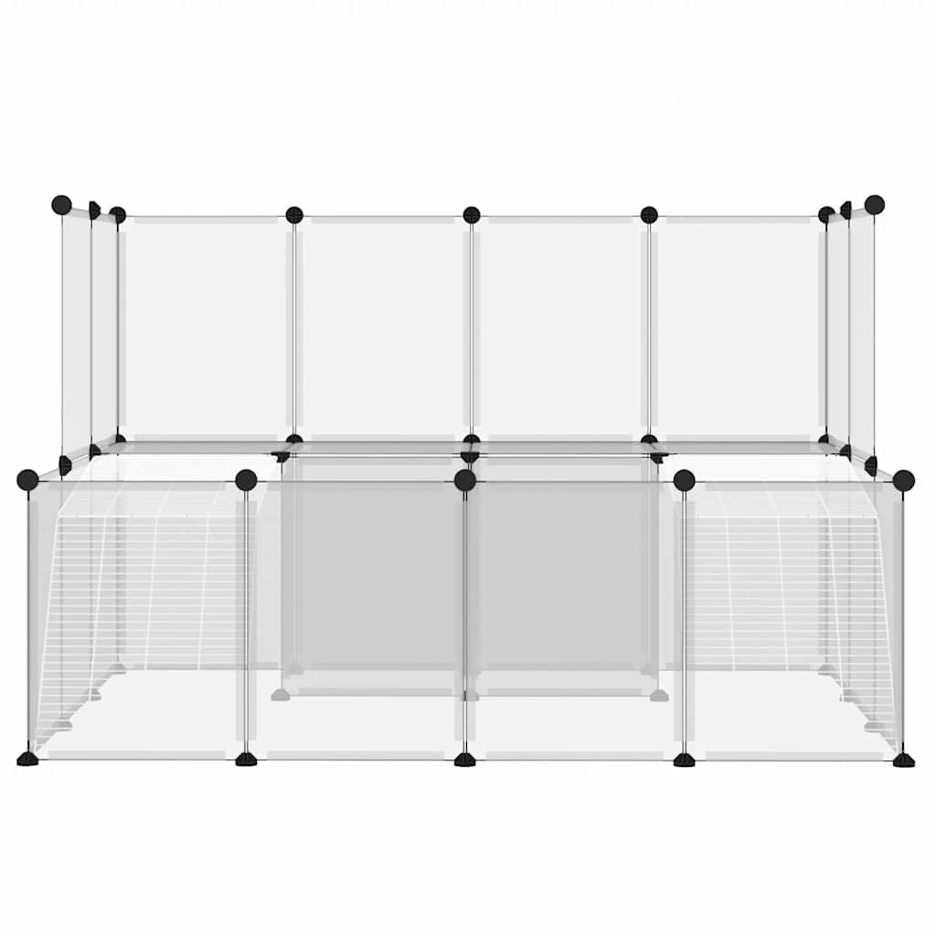 Jaula transparente para animales pequeños, 143 x 107 x 93 cm, de polipropileno y acero, con 2 niveles, 24 paneles, antideslizante, resistente a la intemperie, para conejos, cobayas, jaula