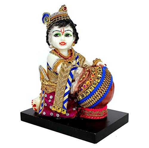 Estatua de Krishna talla a mano de resina 7.5 pulgadas miniatura 3