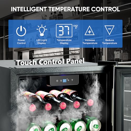 Image of ORYMUSE 3.2 Cu.Ft Beverage Refrigerator, 130 Can Mini Fridge with Glass Door & Digital Temperature Control, Compressor Cooling Freestanding Cooler for Soda, Beer, Wine, Home, Office & Bar - Black
