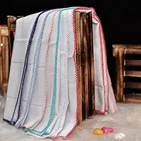 Fralda de Boca Mabber para Bordar Ponto Cruz 100% Algodão com Crochê - 30cm x 40cm - Com Crochê Branco