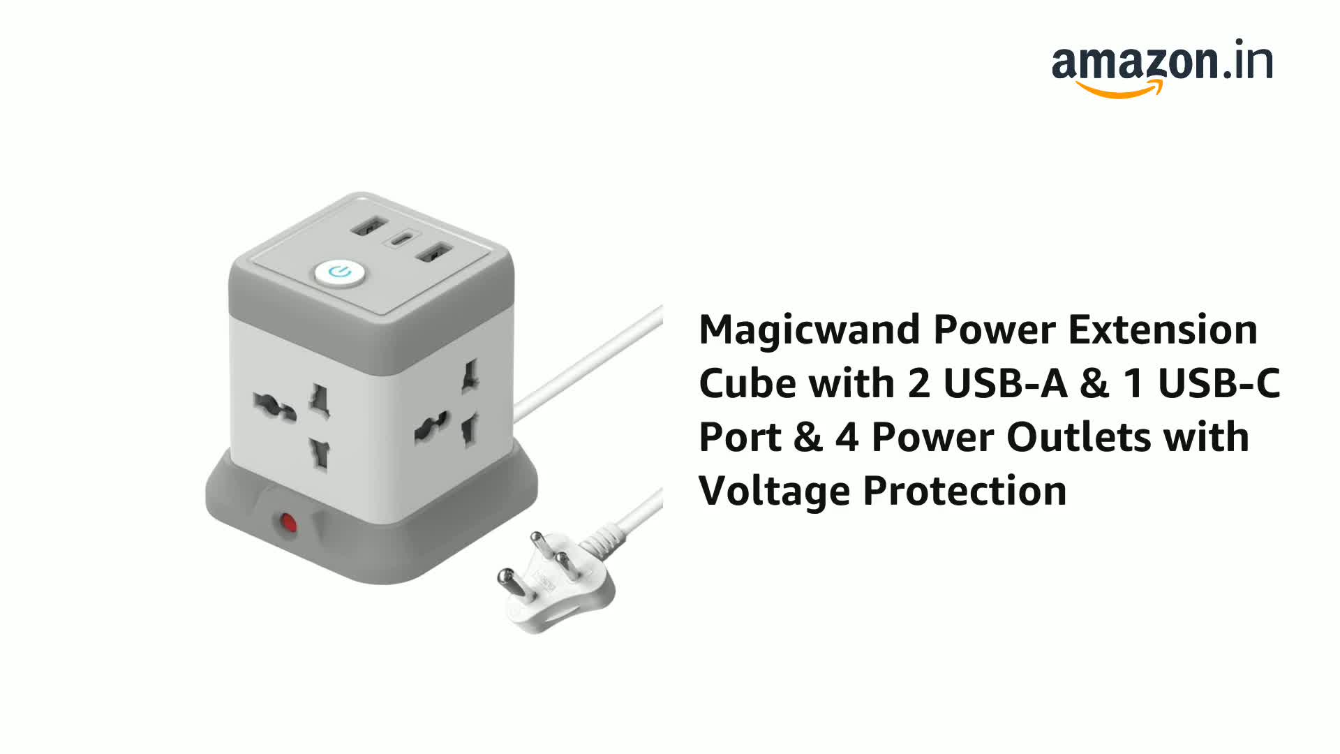 Buy Magicwand Power Extension Cube with 2 USB-A & 1 USB-C Port & 4