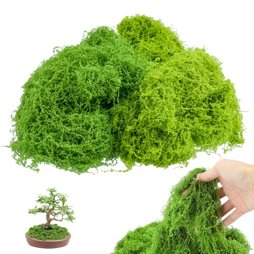 SZSIQI 200g Musgo Artificial Decoracion, Artificial Simulación Césped, Musgo Falso para Decoración de Manualidades, Decorar Hogar, Acuario Planta(100 g Verde Oscuro + 100 g Verde Claro)