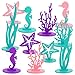Prasacco 24 Pcs Mermaid Birthday Decorations, Felt Table Centerpiece DIY Under The Sea Party Decoration Seahorse Starfish Seaweed Coral Decoration for Ocean Theme Mermaid Birthday Party Baby Shower