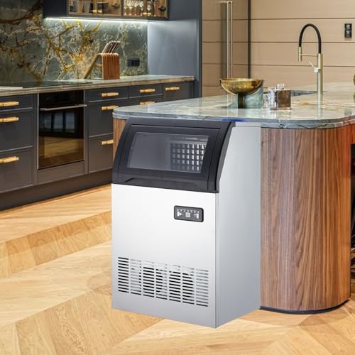 Fabricadora de hielo acero inoxidable 100 lbs diarias miniatura 1