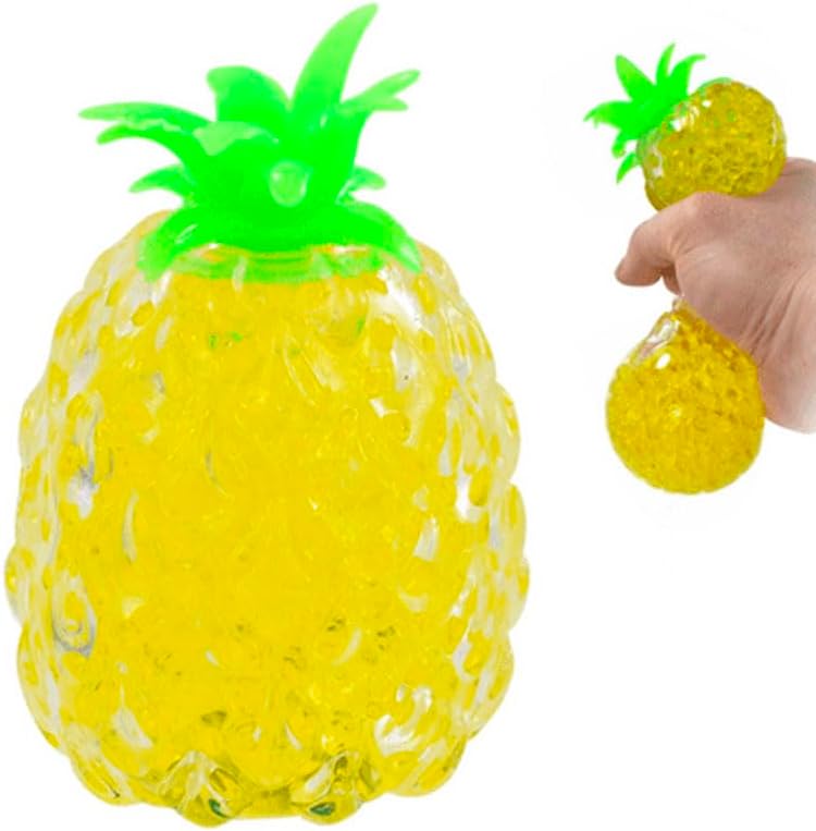 Squeezy Bead Pineapple Soft Fidget Toy, Stress Relief, Sensory Squishy, Party Bag Filler for Kids & Adults with Autism, ADHD, ASD (1 Yellow Pineapple)