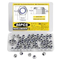 80 STK M4 Muttern Set, Selbstsichernde Muttern, DIN985 Mutter M4 Edelstah Standard A2 V2A Muttern, Stopmuttern, Kontermuttern, Schraubmutter