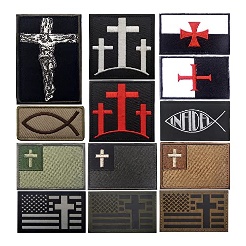 2 Pcs Aliplus American Flag Cross Patches Christian Cross Patch Reflective Patches Laser Cut Patch Tactical Morale Patch Hook And Loop(Brown) #TOP4