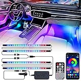 Xprite Dreamcolor LED Neon Car Interior Bluetooth Lights Strip with Remote & APP Control, Footwell Under Dash RGB Chasing Inside Light Kits, Cigarette Adapter for Vehicle Internal Trucks SUV UTV ATV