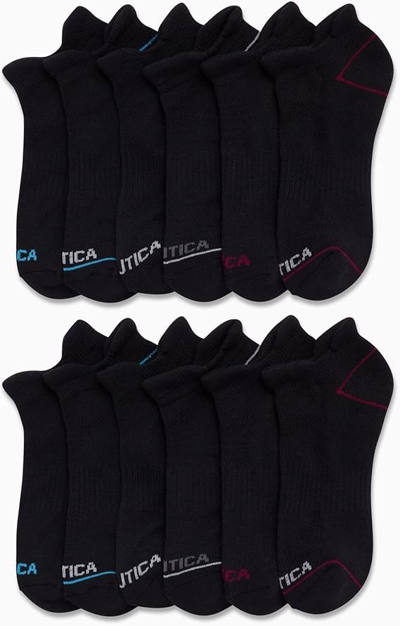 Image of Nautica Womens Low Cut Socks with Tab Mesh Cushioned Ankle Socks, 12 Pack | Breathable Mesh Fabric, Protective Tab, Cushioned Key Areas, Banded Arch Support, Low Cut Ankle, Shoe Size 4-10
