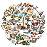 50 peças arquitetura marco castelo palácio histórico adesivo de PVC adesivos históricos vintage marco adesivos para guitarra, faça você mesmo, bicicleta, skate, laptop, bagagem, decoração, guitarra