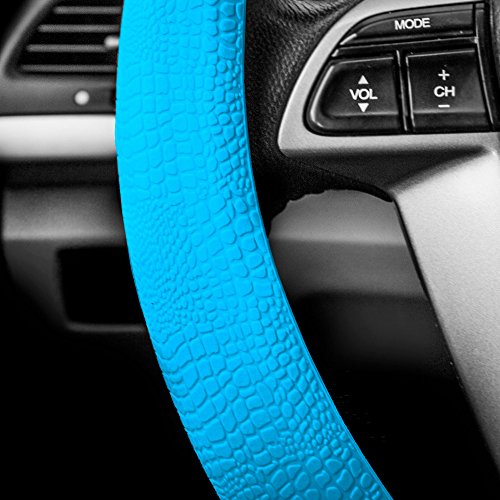Fh Group Fh3001Lightblue Universal Fit Silicone Snake Pattern With Massaging Grip Light Blue Steering Wheel Cover Fits Most Cars, Suvs, Trucks, And Vans #TOP1