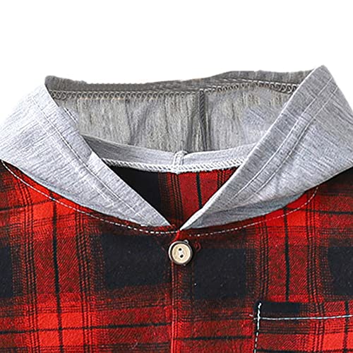 Toddler Baby Boys Girls Plaid Shirt Hooded Button-Down Long Sleeve Jacket Coat Shacket Kids Girl Spring Fall Clothes2