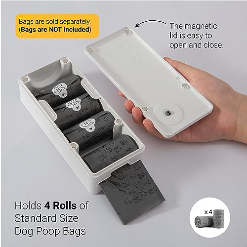 SVD.PET Dog Poop Bag Dispenser, Outdoor or Indoor Pet Waste Bag Dispenser Station, Wall Mount or Hanging with Strap. Easy to Refill Magnetic Cover (White, Dispenser only) - Thumbnail 4