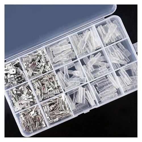 315Pcs 2.8/4.8/6.3mm Male and Female Spade Quick Connectors Wire Crimp Terminal Block with Insulating Sleeve Assortment Kit
