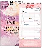 Paarplaner 2023 3 Spalten, WASSERFARBEN Planer für Zwei 2023 und Okt-Dez 2022, Partnerkalender 16x32,5cm, Paarkalender f. Paare 2022 2023, Wandplaner 2 Personen, Sticker: Abfall, Urlaub, Geburtstag