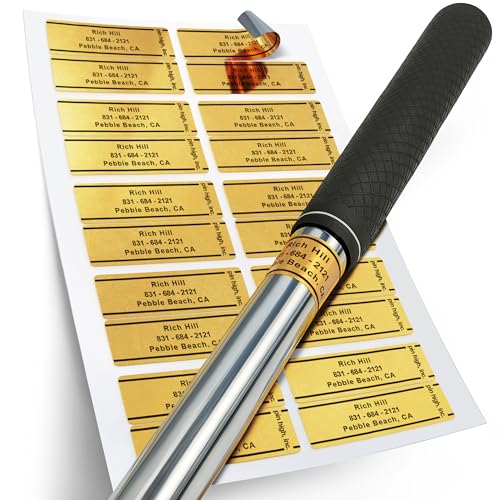 PIN HIGH Personalized Golf Club ID Labels | Weatherproof Fade Resistant Laminated Thermal Transfer Golf Shaft Labels Made in the USA (Free Customization & Shipping) Set of 20 Gold