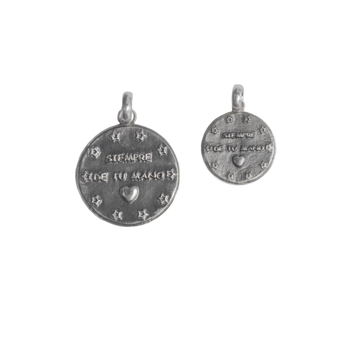 Collar religioso Medalla Virgen niña - Detalle para Eventos - Cordón de Cuero marrón Ajustable - Plata de Ley