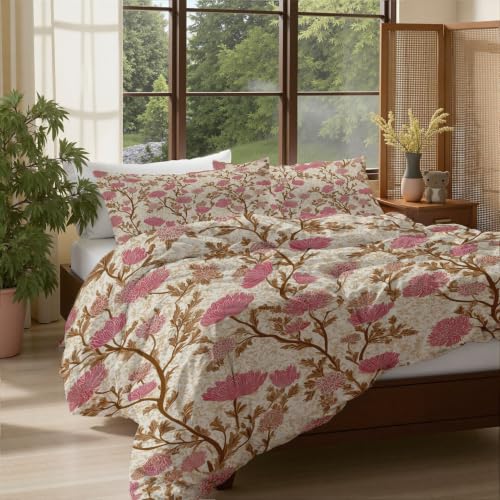 Housse de couette 200x200 en microfibre douce beige, lit 2 personnes sans repassage