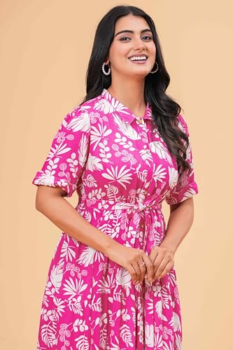 Image of Women's Stylish Floral Printed One-Piece Maxi Dress for Women - Elegant Long Dress