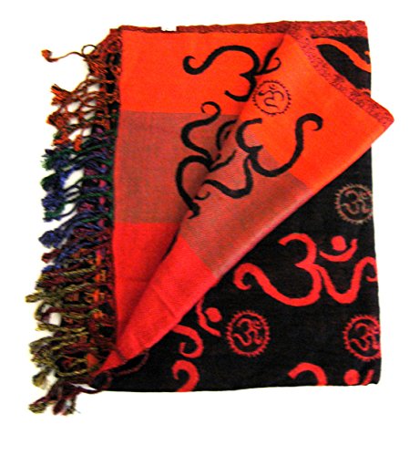 OMA® Meditation Shawl/Scarf With Om Sign And Sacred Sanskrit Mantra Reversible Double Weave Religious Altar Cloth